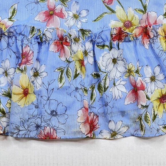 Calvin Klein Floral Printed Crepe Tie Waist Ruffle Midi A-Line Dress Sz 14 NWOT - Picture 4 of 10